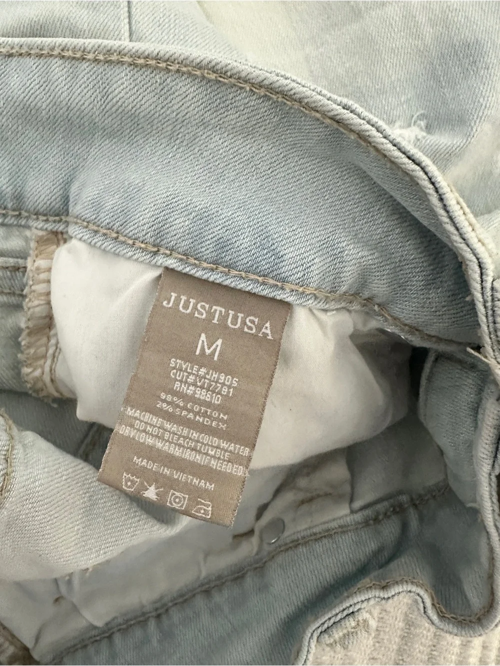 Just USA High Rise Distressed Hi-Lo Denim Shorts Light Blue - Picture 9 of 9
